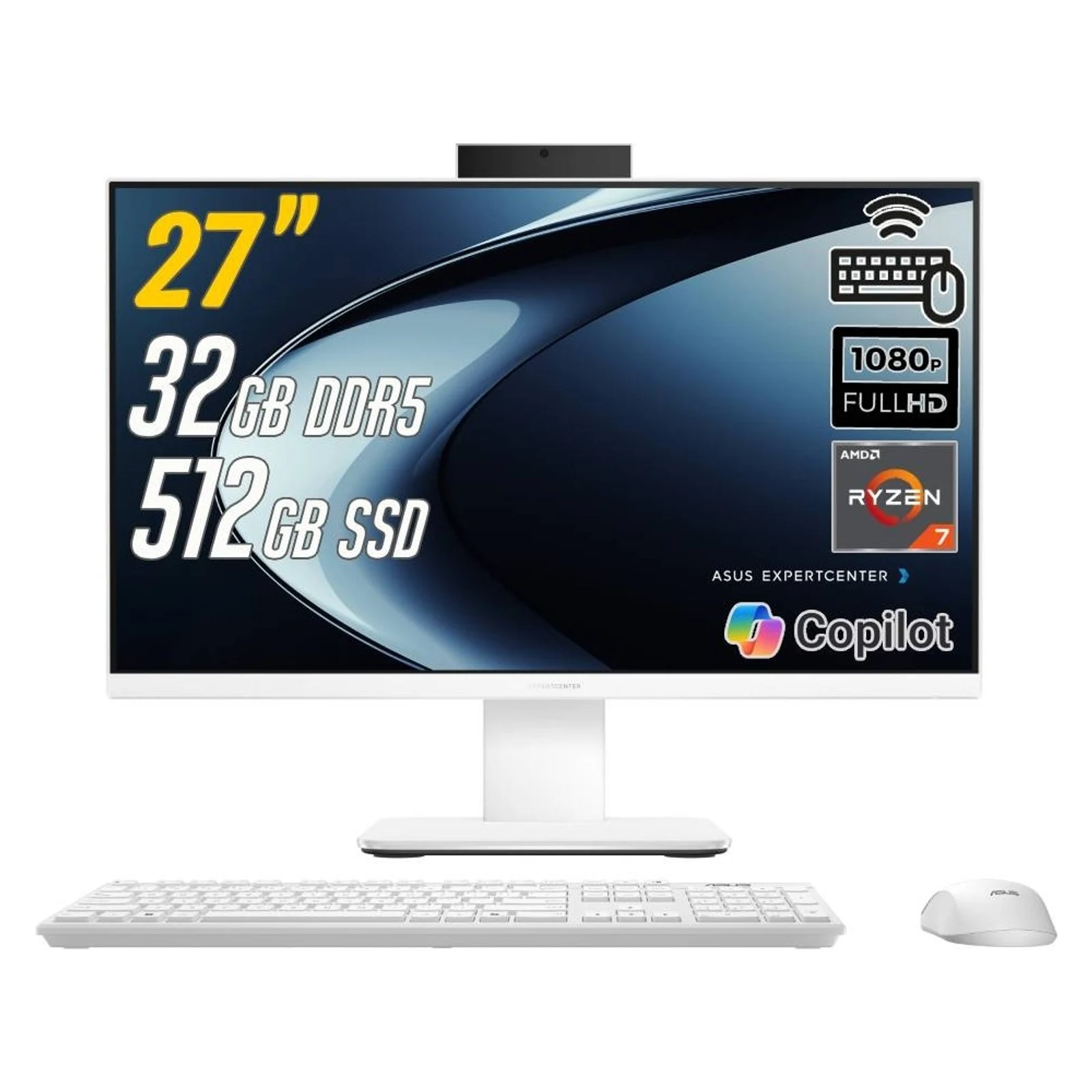 ASUS PM670KA-AI7321TBW0D Ryzen AI 7-350 32GB 1TB 27" DOS / Beyaz