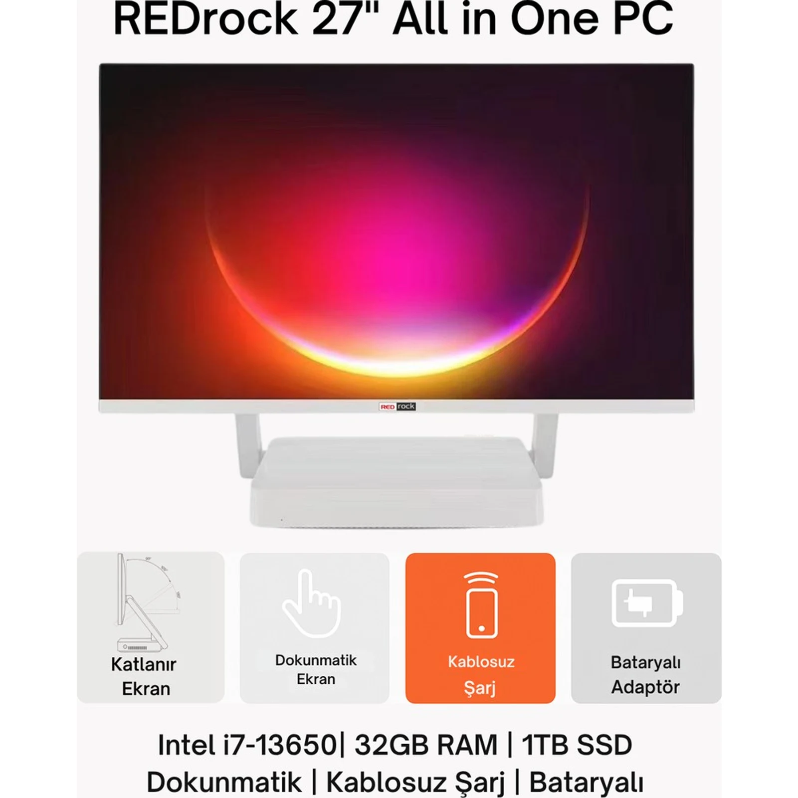 Redrock AIO FOLDLİNE FD585016R51N24P i5-8500 16GB 512GB 23.8" DOS - TOUCH
